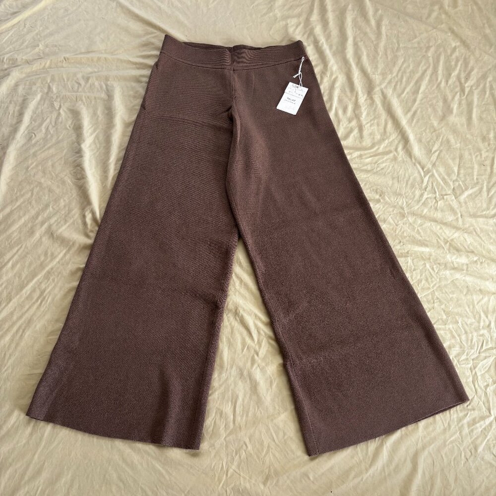 Splendid x Cella Jane | Wide-Leg Sweater Pant | Cocoa Brown | Size L | NWT - Picture 3 of 8